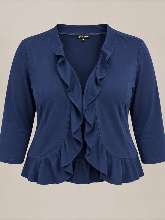 Just Love Tops - New with tags Just Love navy blue ruffle cardigan, women’s plus size 2X.